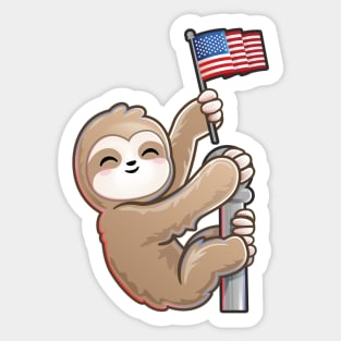 USA American Patriotic Cute Climbing Sloth Sticker